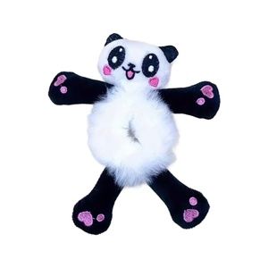 Cartoon Panda Bear Plush Scrunchies Faux Fur Ponytail Holder Hair Accessory New